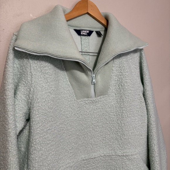Lands End Pullover Mock Neck 1/4 Zip Fleece Sweatshirt Size Medium - Picture 8 of 12